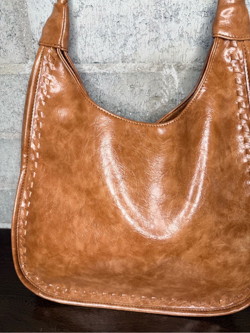 Cognac Brown Shoulder Bag Braided Strap Boho Y2K Made in Cambodia - Picture 3 of 14